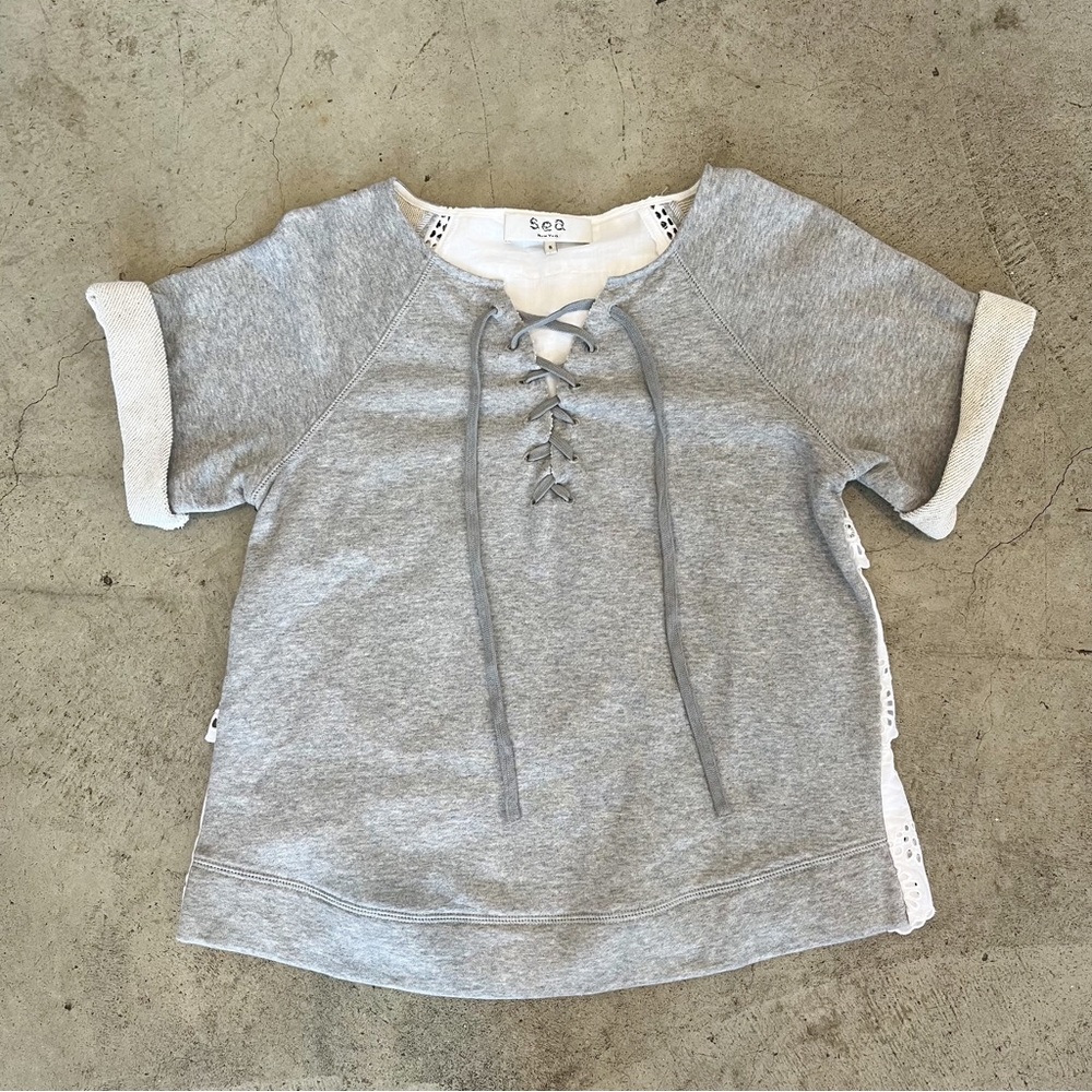 Sea New York Edie Eyelet Tiered Ruffle Back Short-Sleeve Top